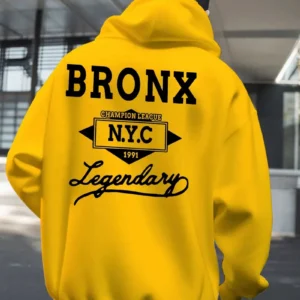 Bronx NYC Legendary Printed Hoddie. Yellow, Apricot