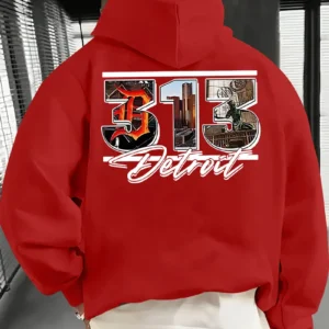 Men's Detroit 313 Graphic Hooded Sweatshirt - Red