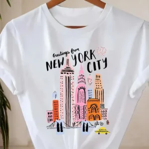 White Casual New York City Graphic T-Shirt