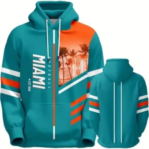 Men's Miami Football Team Zipped Hoodie