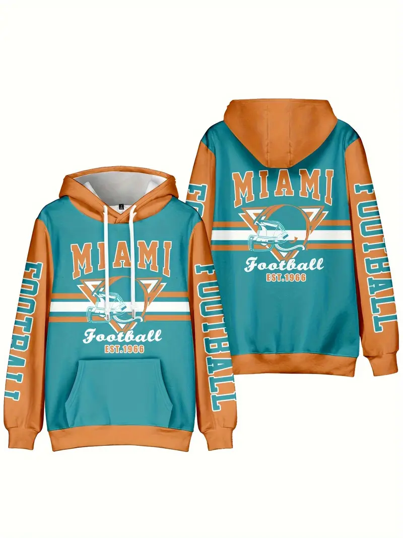 Miami Teal & Orange Pullover Sweatshirt
