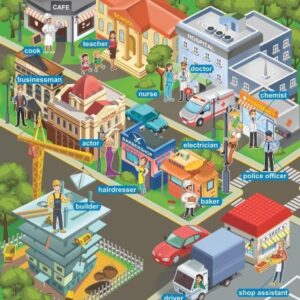 Английский язык. Jobs/Профессии. Учебный плакат (Формат А2)
